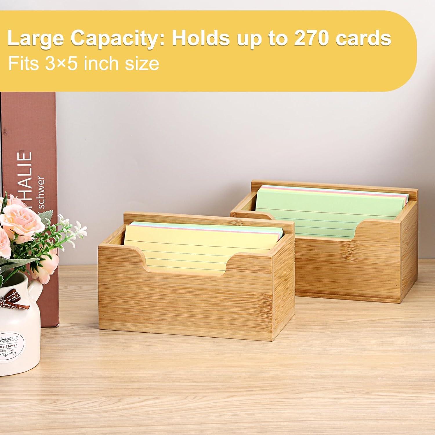 image:imageBTSKY 1 PACK Bamboo Index Card Display Stand 3 x 5 Inch Index Card Storage Rack Rustic Notecard Case Coupons Greeting Cards Storage Sturdy Desk Card Organizer Box for Office Home Photos amp Receipts2 PACK