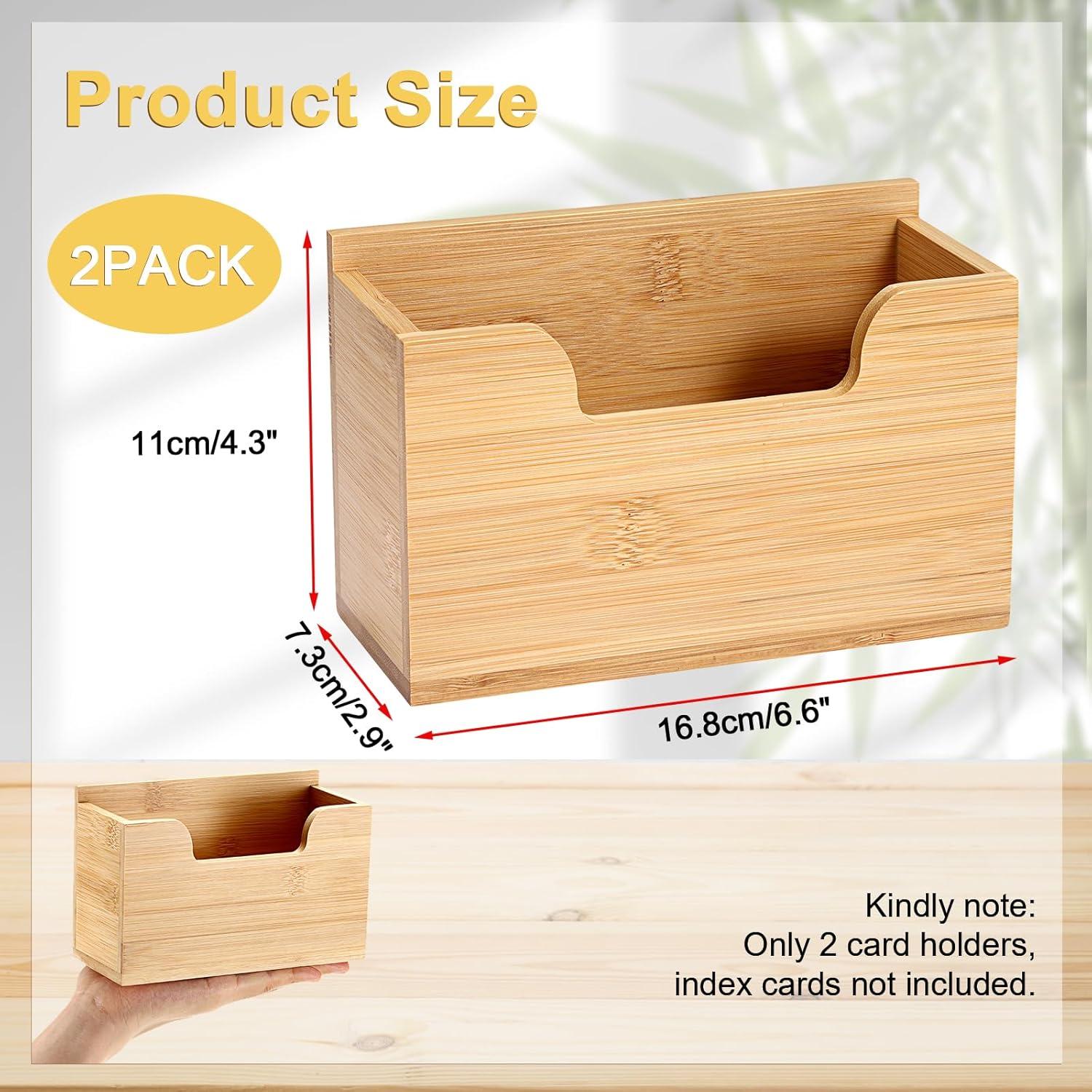 image:imageBTSKY 1 PACK Bamboo Index Card Display Stand 3 x 5 Inch Index Card Storage Rack Rustic Notecard Case Coupons Greeting Cards Storage Sturdy Desk Card Organizer Box for Office Home Photos amp Receipts2 PACK