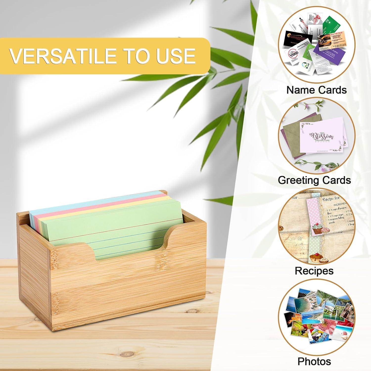 image:imageBTSKY 1 PACK Bamboo Index Card Display Stand 3 x 5 Inch Index Card Storage Rack Rustic Notecard Case Coupons Greeting Cards Storage Sturdy Desk Card Organizer Box for Office Home Photos amp Receipts2 PACK