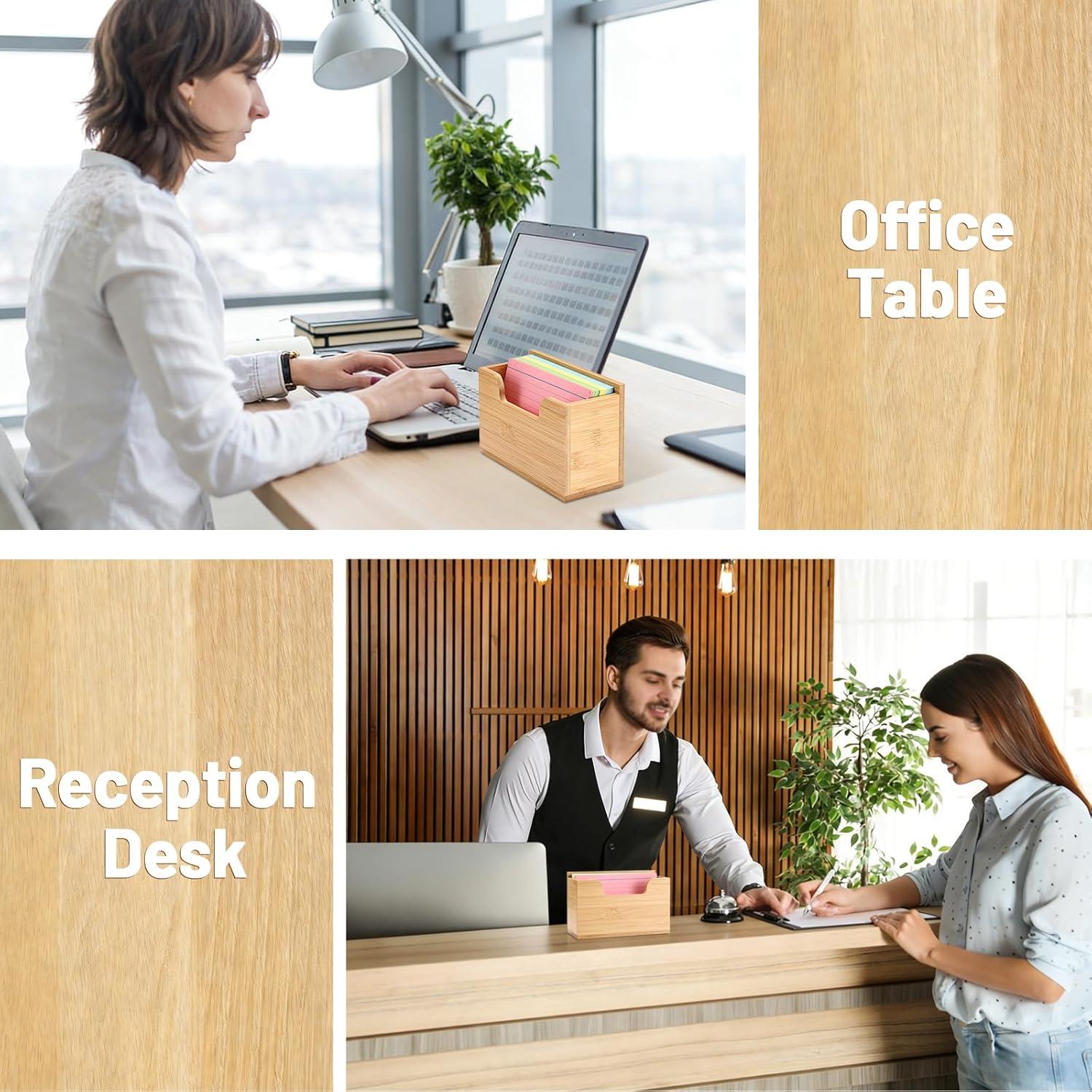 image:imageBTSKY 1 PACK Bamboo Index Card Display Stand 3 x 5 Inch Index Card Storage Rack Rustic Notecard Case Coupons Greeting Cards Storage Sturdy Desk Card Organizer Box for Office Home Photos amp Receipts2 PACK