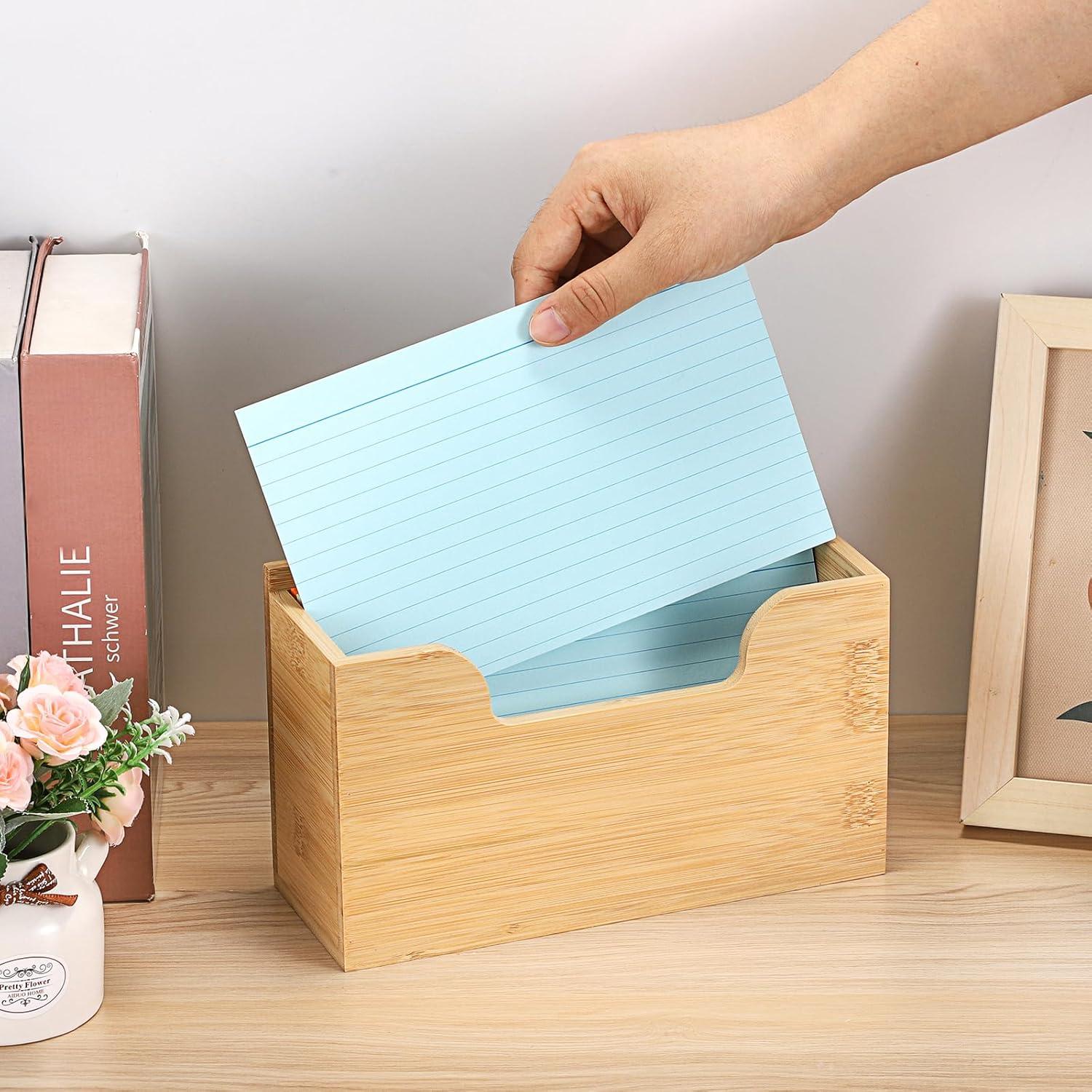 image:imageBTSKY 1 PACK Bamboo Index Card Display Stand 3 x 5 Inch Index Card Storage Rack Rustic Notecard Case Coupons Greeting Cards Storage Sturdy Desk Card Organizer Box for Office Home Photos amp Receipts2 PACK