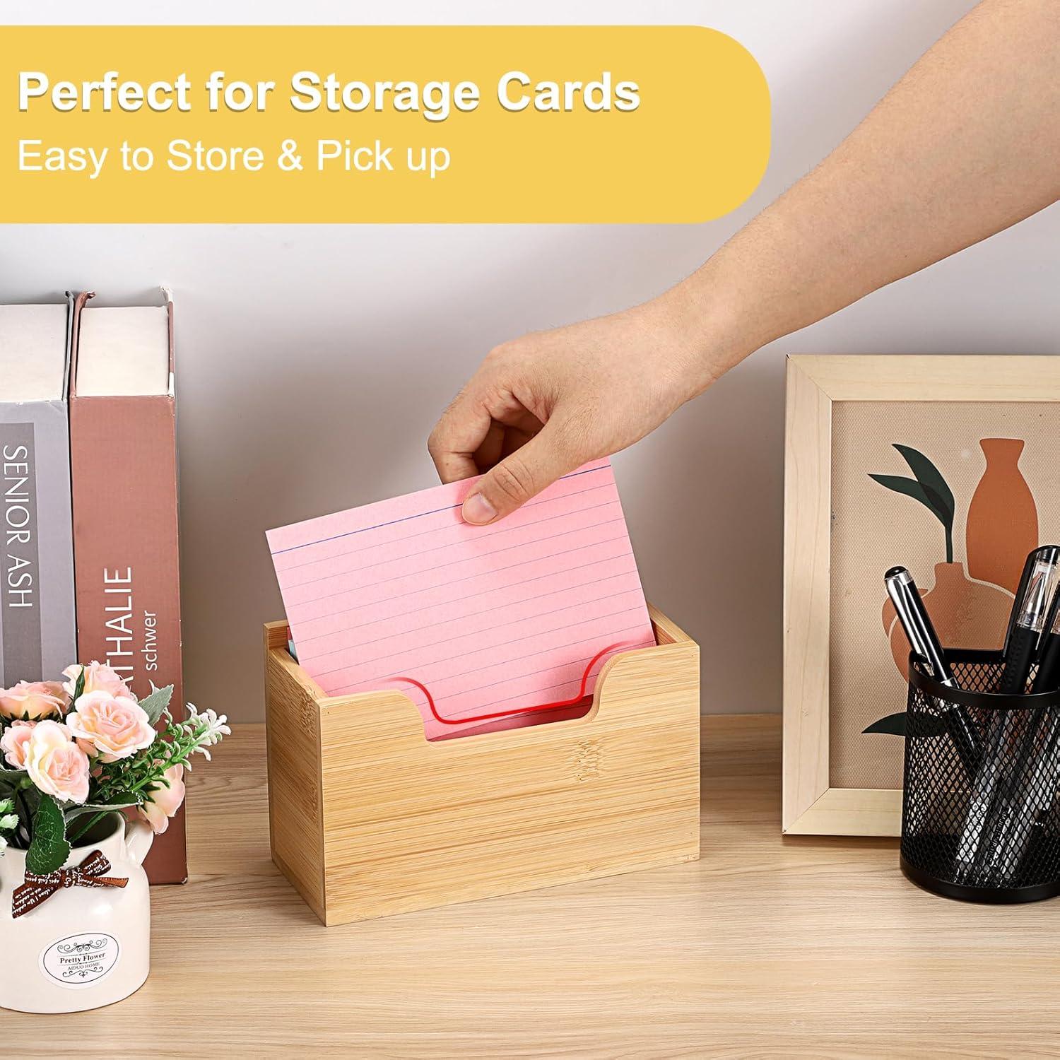 image:imageBTSKY 1 PACK Bamboo Index Card Display Stand 3 x 5 Inch Index Card Storage Rack Rustic Notecard Case Coupons Greeting Cards Storage Sturdy Desk Card Organizer Box for Office Home Photos amp Receipts2 PACK