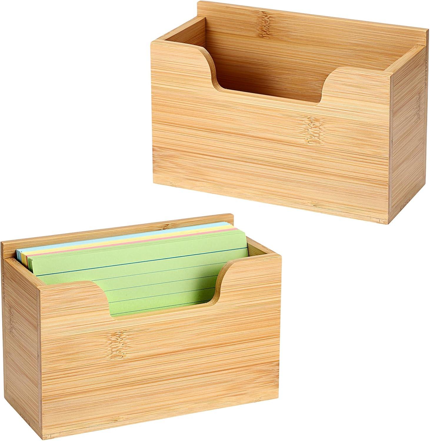 image:imageBTSKY 1 PACK Bamboo Index Card Display Stand 3 x 5 Inch Index Card Storage Rack Rustic Notecard Case Coupons Greeting Cards Storage Sturdy Desk Card Organizer Box for Office Home Photos amp Receipts2 PACK