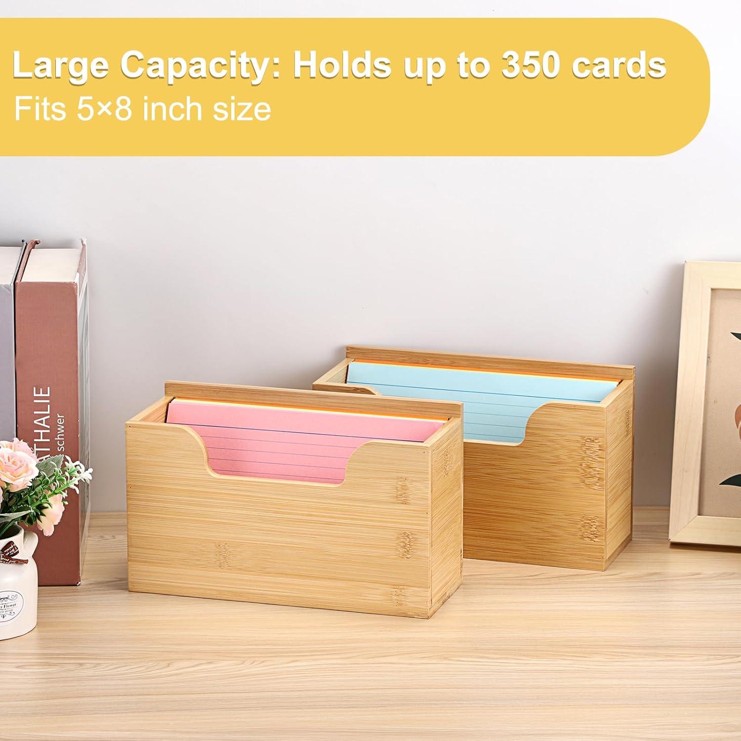 image:imageBTSKY 1 PACK Bamboo Index Card Display Stand 3 x 5 Inch Index Card Storage Rack Rustic Notecard Case Coupons Greeting Cards Storage Sturdy Desk Card Organizer Box for Office Home Photos amp Receipts2 PACK