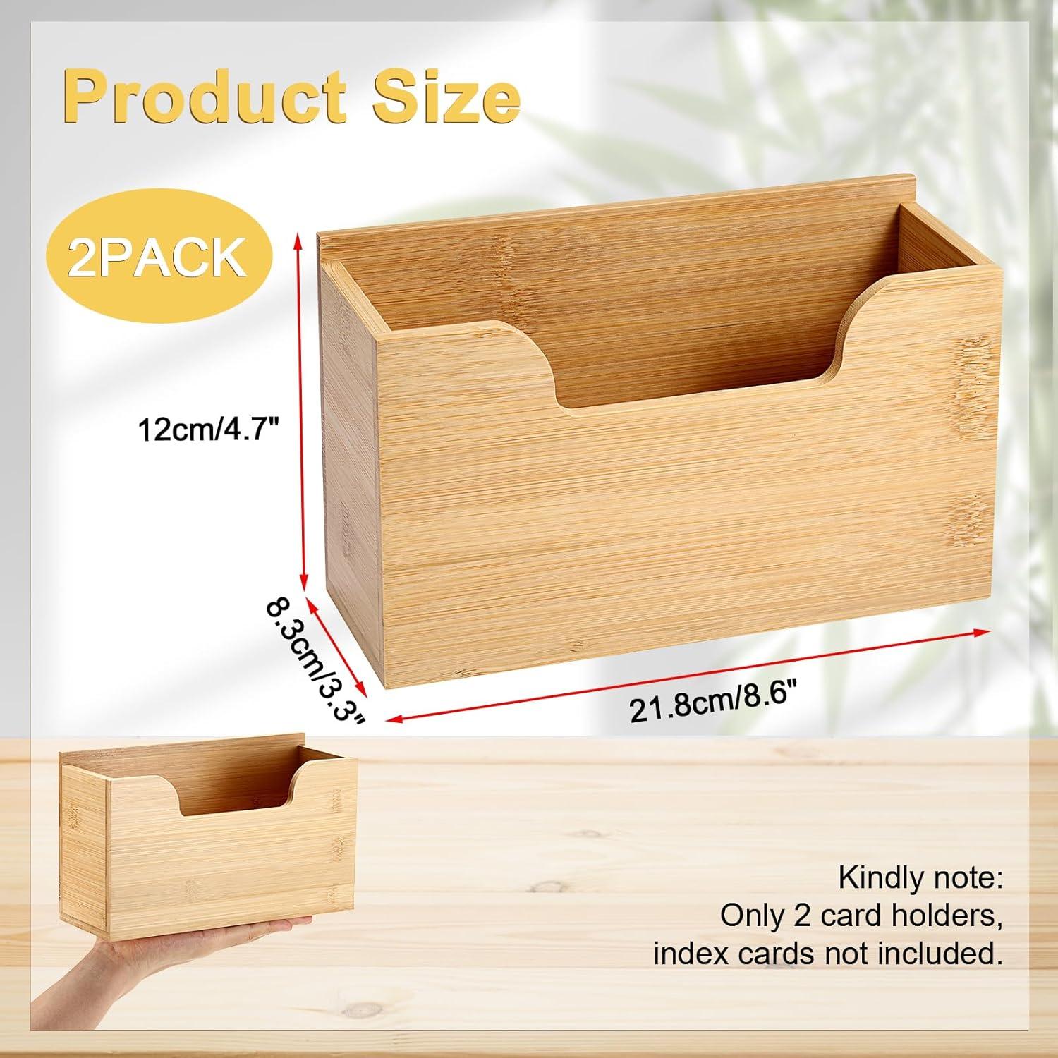 image:imageBTSKY 1 PACK Bamboo Index Card Display Stand 3 x 5 Inch Index Card Storage Rack Rustic Notecard Case Coupons Greeting Cards Storage Sturdy Desk Card Organizer Box for Office Home Photos amp Receipts2 PACK