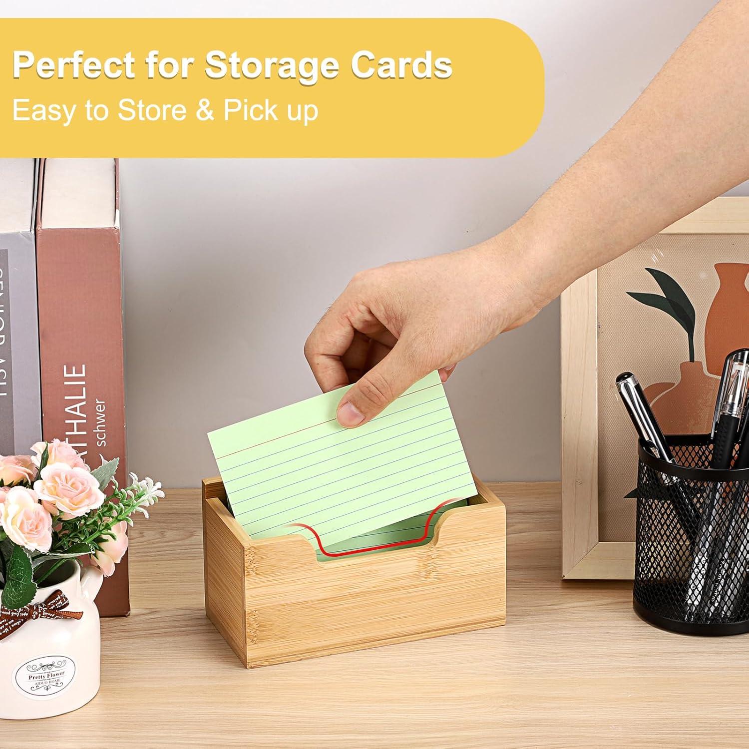 image:imageBTSKY 1 PACK Bamboo Index Card Display Stand 3 x 5 Inch Index Card Storage Rack Rustic Notecard Case Coupons Greeting Cards Storage Sturdy Desk Card Organizer Box for Office Home Photos amp Receipts2 PACK