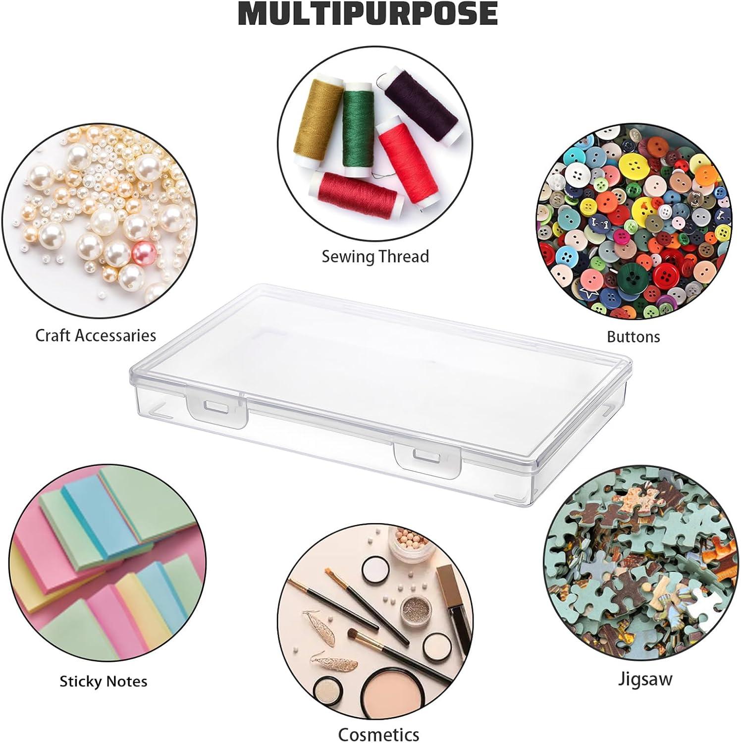 image:imageBTSKY Clear Plastic Storage Box with Flap Lid Multipurpose Craft Organizers and Storage Box Art Supply Storage Organizer Plastic Sewing Box for Beads Pencils Notebooks 2 Pack MediumMedium Small4 Pack