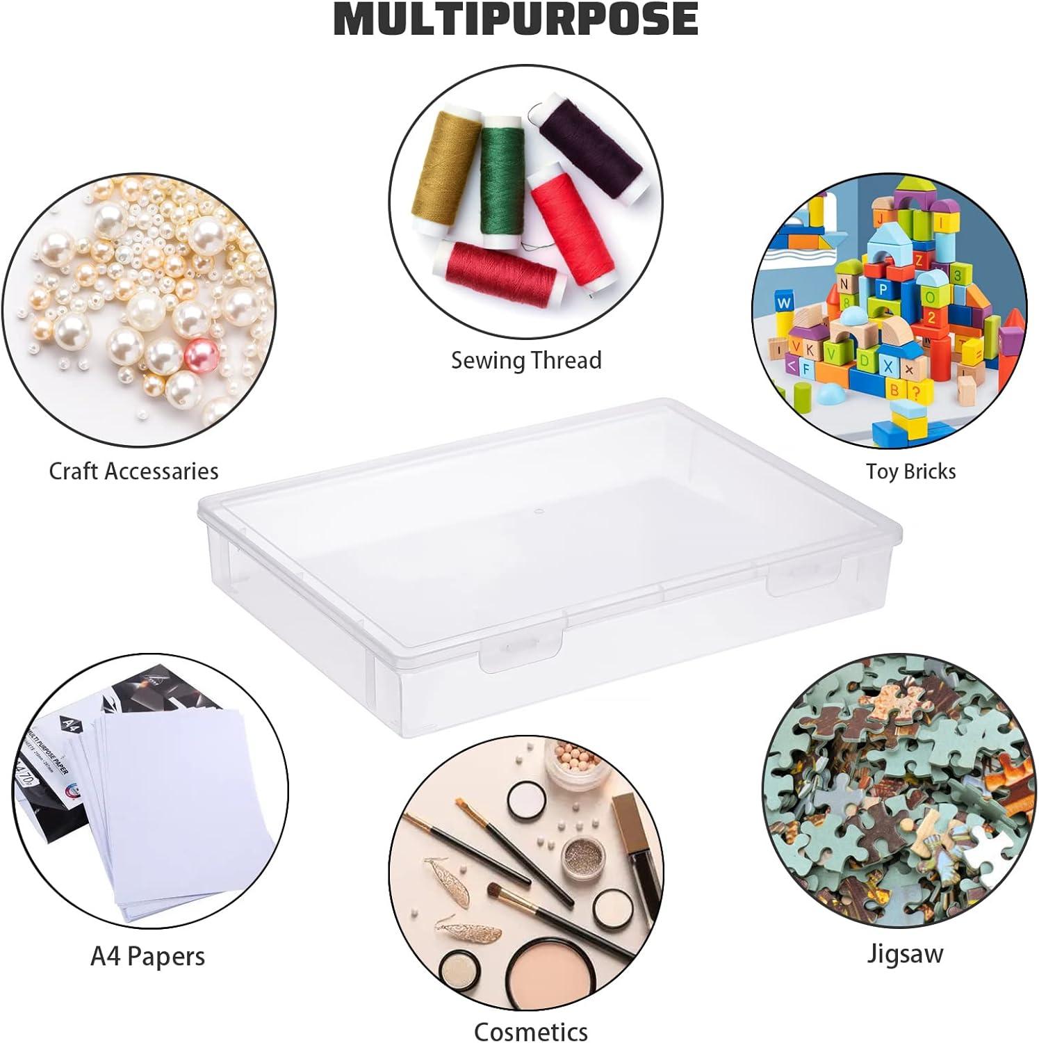 image:imageBTSKY Clear Plastic Storage Box with Flap Lid Multipurpose Craft Organizers and Storage Box Art Supply Storage Organizer Plastic Sewing Box for Beads Pencils Notebooks 2 Pack MediumLarge2 Pack