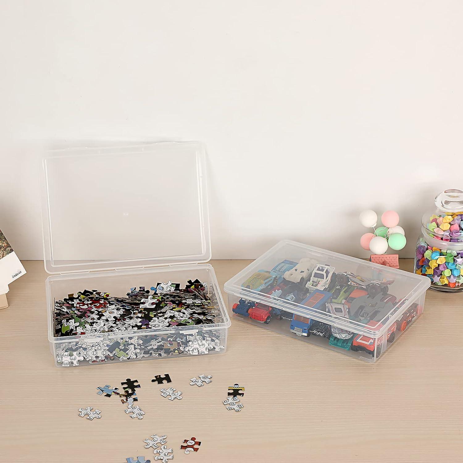 image:imageBTSKY Clear Plastic Storage Box with Flap Lid Multipurpose Craft Organizers and Storage Box Art Supply Storage Organizer Plastic Sewing Box for Beads Pencils Notebooks 2 Pack MediumSmall4 Pack