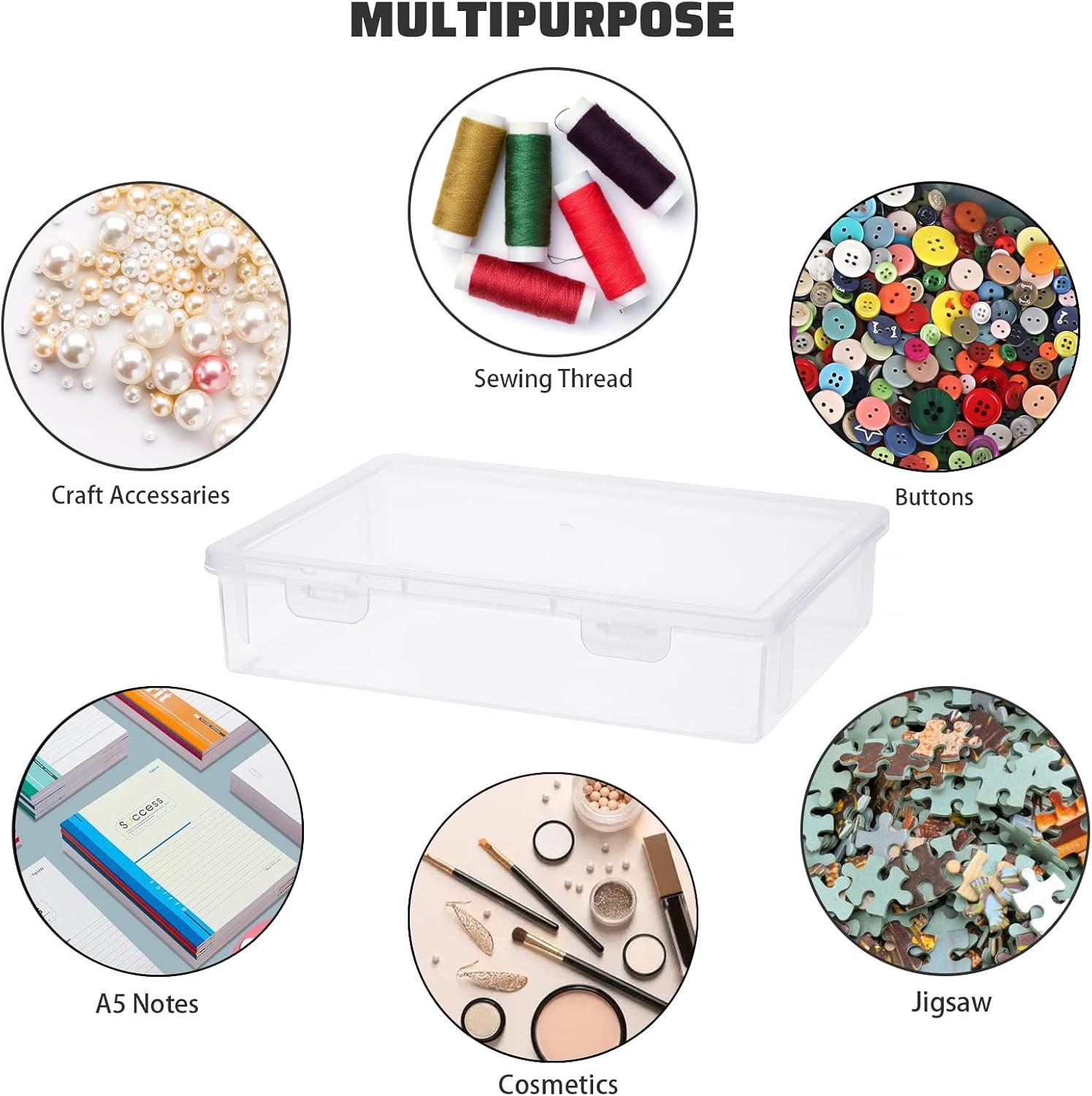 image:imageBTSKY Clear Plastic Storage Box with Flap Lid Multipurpose Craft Organizers and Storage Box Art Supply Storage Organizer Plastic Sewing Box for Beads Pencils Notebooks 2 Pack MediumSmall2 Pack