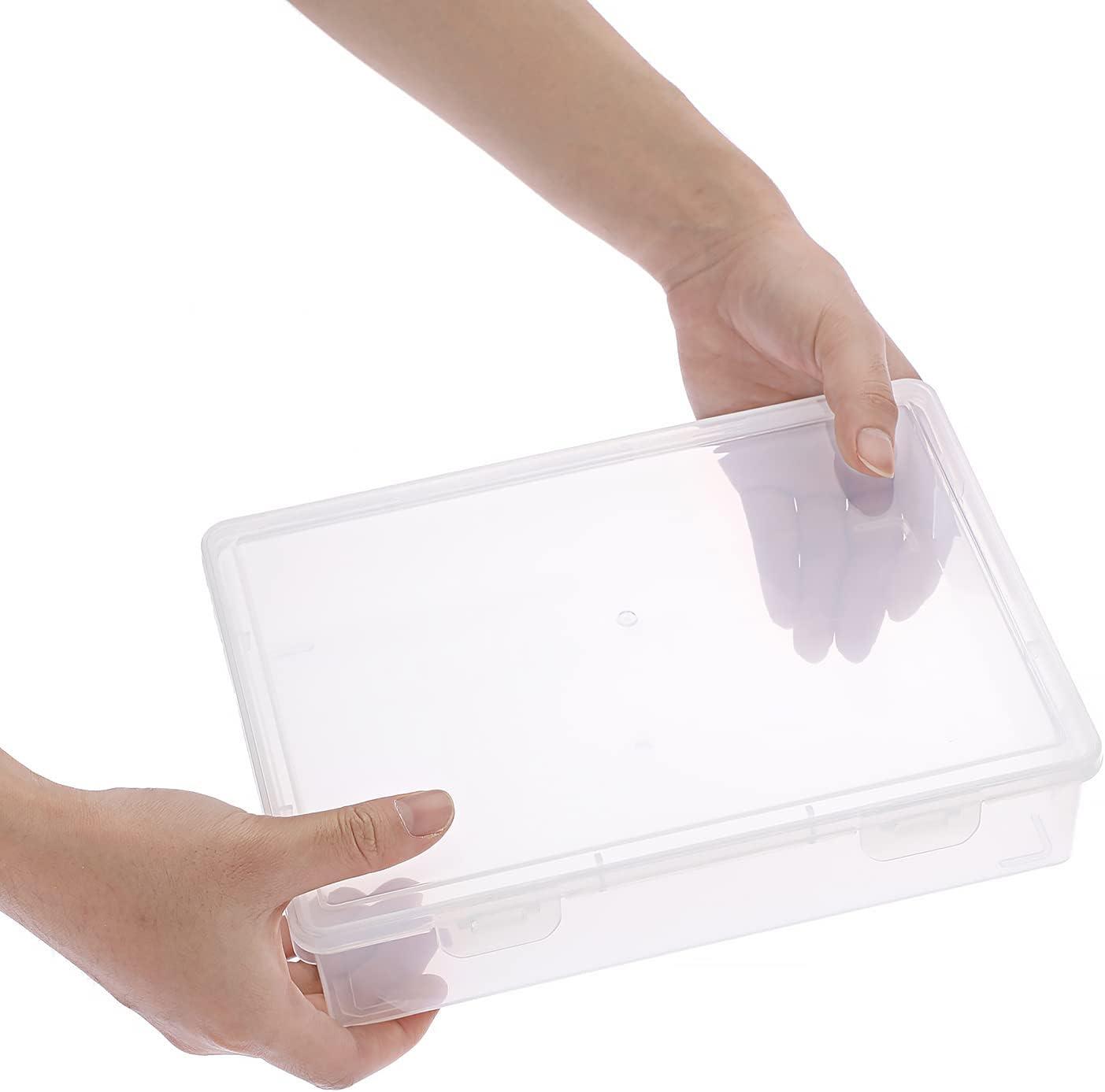 image:imageBTSKY Clear Plastic Storage Box with Flap Lid Multipurpose Craft Organizers and Storage Box Art Supply Storage Organizer Plastic Sewing Box for Beads Pencils Notebooks 2 Pack MediumSmall4 Pack