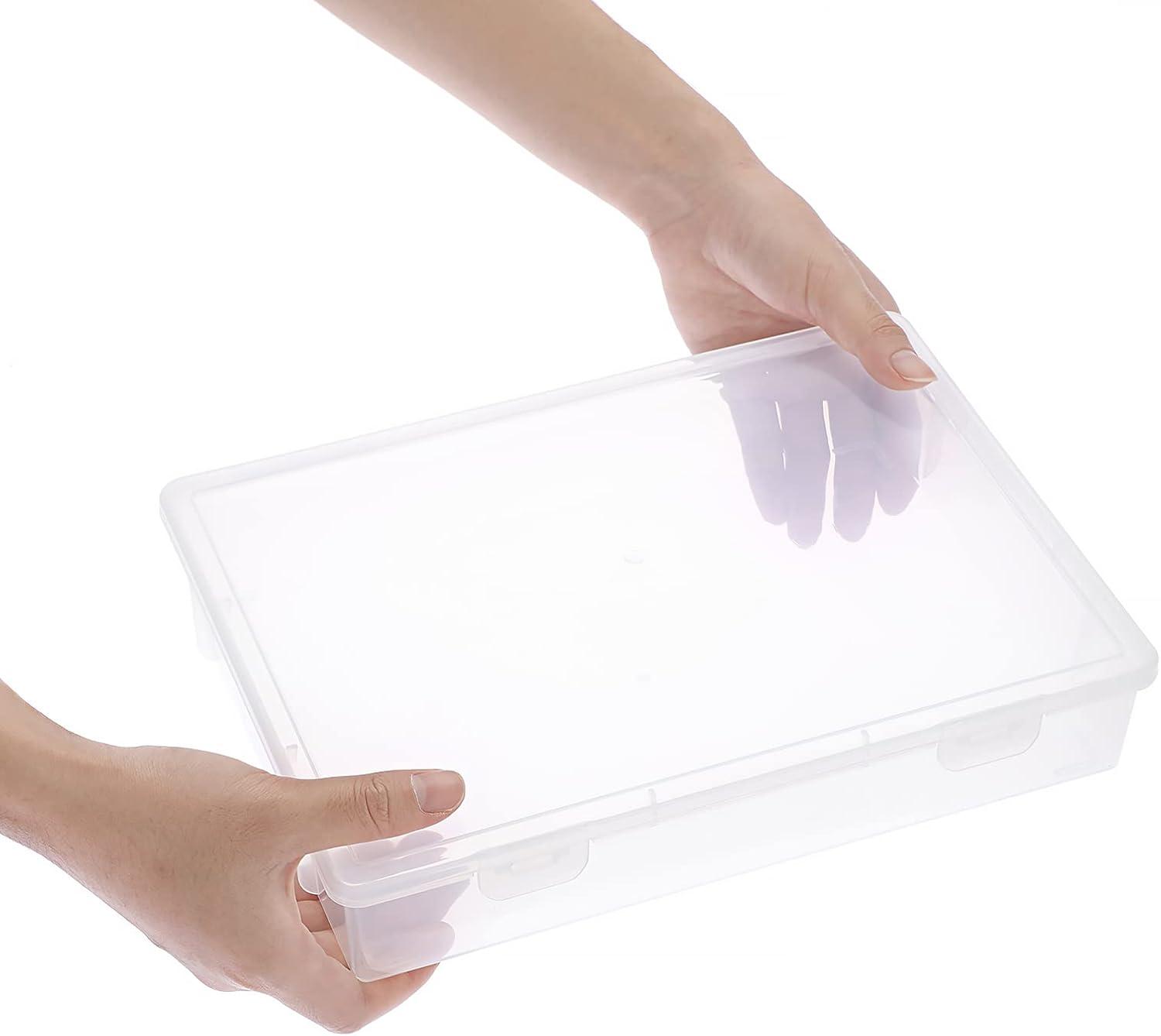 image:imageBTSKY Clear Plastic Storage Box with Flap Lid Multipurpose Craft Organizers and Storage Box Art Supply Storage Organizer Plastic Sewing Box for Beads Pencils Notebooks 2 Pack MediumMedium4 Pack