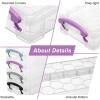 BTSKY 1 Pack Modern Plastic Pencil Box, Clear Marker Organizer, Stackable Storage Box for Painting Brushes Pencils, Crayon Case Pen Container with Snap-tight Lid for Drawing Tools Small Items (Purple)(Purple)