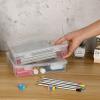 BTSKY Clear Plastic Storage Box with Flap Lid, Multipurpose Craft Organizers and Storage Box Art Supply Storage Organizer Plastic Sewing Box for Beads Pencils Notebooks, 2 Pack Medium(Small-2 Pack)