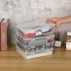 BTSKY Clear Plastic Storage Box with Flap Lid, Multipurpose Craft Organizers and Storage Box Art Supply Storage Organizer Plastic Sewing Box for Beads Pencils Notebooks, 2 Pack Medium(Small-4 Pack)