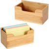 BTSKY 1 PACK Bamboo Index Card Display Stand, 3 x 5 Inch Index Card Storage Rack Rustic Notecard Case, Coupons Greeting Cards Storage – Sturdy Desk Card Organizer Box for Office Home Photos & Receipts(2 PACK)