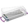 BTSKY 1 Pack Modern Plastic Pencil Box, Clear Marker Organizer, Stackable Storage Box for Painting Brushes Pencils, Crayon Case Pen Container with Snap-tight Lid for Drawing Tools Small Items (Purple)(Purple)