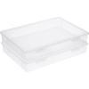 BTSKY Clear Plastic Storage Box with Flap Lid, Multipurpose Craft Organizers and Storage Box Art Supply Storage Organizer Plastic Sewing Box for Beads Pencils Notebooks, 2 Pack Medium(Large-2 Pack)