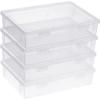 BTSKY Clear Plastic Storage Box with Flap Lid, Multipurpose Craft Organizers and Storage Box Art Supply Storage Organizer Plastic Sewing Box for Beads Pencils Notebooks, 2 Pack Medium(Small-4 Pack)