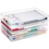 BTSKY Clear Plastic Storage Box with Flap Lid, Multipurpose Craft Organizers and Storage Box Art Supply Storage Organizer Plastic Sewing Box for Beads Pencils Notebooks, 2 Pack Medium(Medium Small-4 Pack)