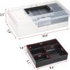 BTSKY Clear Plastic Storage Box with Removable Tray Multipurpose Stationery Storage Box with Handle Handy Sewing Box Art Craft Supply Organizer Home Utility Box (Blue)(Black)