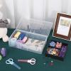 BTSKY Clear Plastic Storage Box with Removable Tray Multipurpose Stationery Storage Box with Handle Handy Sewing Box Art Craft Supply Organizer Home Utility Box (Blue)(Black)