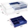 BTSKY Clear Plastic Storage Box with Removable Tray Multipurpose Stationery Storage Box with Handle Handy Sewing Box Art Craft Supply Organizer Home Utility Box (Blue)(Blue)