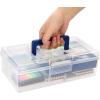 BTSKY Clear Plastic Storage Box with Removable Tray Multipurpose Stationery Storage Box with Handle Handy Sewing Box Art Craft Supply Organizer Home Utility Box (Blue)(Blue)