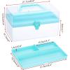 BTSKY Multipurpose Plastic Craft Storage Containers with Removable Tray, Clear Plastic Storage Box with Lid & Handle, Easy Carry & Stack Small Storage Container, 8.5x5x4.9 Inch, Rectangle-Blue(Blue)