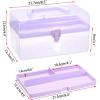 BTSKY Multipurpose Plastic Craft Storage Containers with Removable Tray, Clear Plastic Storage Box with Lid & Handle, Easy Carry & Stack Small Storage Container, 8.5x5x4.9 Inch, Rectangle-Blue(Purple)