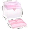 BTSKY Multipurpose Plastic Craft Storage Containers with Removable Tray, Clear Plastic Storage Box with Lid & Handle, Easy Carry & Stack Small Storage Container, 8.5x5x4.9 Inch, Rectangle-Blue(Pink)