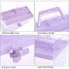 BTSKY Multipurpose Plastic Craft Storage Containers with Removable Tray, Clear Plastic Storage Box with Lid & Handle, Easy Carry & Stack Small Storage Container, 8.5x5x4.9 Inch, Rectangle-Blue(Purple)
