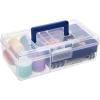 BTSKY Clear Plastic Storage Box with Removable Tray Multipurpose Stationery Storage Box with Handle Handy Sewing Box Art Craft Supply Organizer Home Utility Box (Blue)(Blue)
