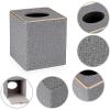 BTSKY Household Square Linen Tissue Box with Decorative Gold Line – Cube Tissue Paper Holder Tissue Cover Holder Tissue Storage Organizer Tissue Dispenser Case Napkin Box, Grey