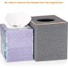 BTSKY Household Square Linen Tissue Box with Decorative Gold Line – Cube Tissue Paper Holder Tissue Cover Holder Tissue Storage Organizer Tissue Dispenser Case Napkin Box, Grey