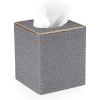 BTSKY Household Square Linen Tissue Box with Decorative Gold Line – Cube Tissue Paper Holder Tissue Cover Holder Tissue Storage Organizer Tissue Dispenser Case Napkin Box, Grey