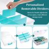 BTSKY Clear Plastic Dividing Storage Box with 4 Deep Compartments Adjustable Storage Bin with Lid Portable Craft Container Multipurpose Sewing Box Art Supply Organizer, 13.9×7.9×6.2 Inches, Green(15.1×13.9×3.5 Inches-Clear)