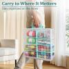 BTSKY Clear Plastic Dividing Storage Box with 4 Deep Compartments Adjustable Storage Bin with Lid Portable Craft Container Multipurpose Sewing Box Art Supply Organizer, 13.9×7.9×6.2 Inches, Green(15.1×13.9×3.5 Inches-Clear)