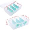 BTSKY Clear Plastic Dividing Storage Box with 4 Deep Compartments Adjustable Storage Bin with Lid Portable Craft Container Multipurpose Sewing Box Art Supply Organizer, 13.9×7.9×6.2 Inches, Green(13.3×8.1×3.4 Inches-Clear)