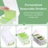 BTSKY Clear Plastic Dividing Storage Box with 4 Deep Compartments Adjustable Storage Bin with Lid Portable Craft Container Multipurpose Sewing Box Art Supply Organizer, 13.9×7.9×6.2 Inches, Green(13.9×7.9×6.2 Inches-Green)