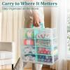 BTSKY Clear Plastic Dividing Storage Box with 4 Deep Compartments Adjustable Storage Bin with Lid Portable Craft Container Multipurpose Sewing Box Art Supply Organizer, 13.9×7.9×6.2 Inches, Green(15.1×13.9×6.1 Inches-clear)