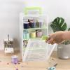 BTSKY Clear Plastic Dividing Storage Box with 4 Deep Compartments Adjustable Storage Bin with Lid Portable Craft Container Multipurpose Sewing Box Art Supply Organizer, 13.9×7.9×6.2 Inches, Green(13.9×7.9×6.2 Inches-Green)