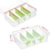 BTSKY Clear Plastic Dividing Storage Box with 4 Deep Compartments Adjustable Storage Bin with Lid Portable Craft Container Multipurpose Sewing Box Art Supply Organizer, 13.9×7.9×6.2 Inches, Green(13.3×8.1×3.4 Inches-Green)