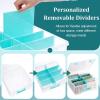 BTSKY Clear Plastic Dividing Storage Box with 4 Deep Compartments Adjustable Storage Bin with Lid Portable Craft Container Multipurpose Sewing Box Art Supply Organizer, 13.9×7.9×6.2 Inches, Green(15.1×13.9×6.1 Inches-clear)
