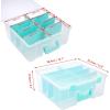 BTSKY Clear Plastic Dividing Storage Box with 4 Deep Compartments Adjustable Storage Bin with Lid Portable Craft Container Multipurpose Sewing Box Art Supply Organizer, 13.9×7.9×6.2 Inches, Green(15.1×13.9×6.1 Inches-clear)