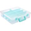 BTSKY Clear Plastic Dividing Storage Box with 4 Deep Compartments Adjustable Storage Bin with Lid Portable Craft Container Multipurpose Sewing Box Art Supply Organizer, 13.9×7.9×6.2 Inches, Green(15.1×13.9×3.5 Inches-Clear)