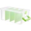 BTSKY Clear Plastic Dividing Storage Box with 4 Deep Compartments Adjustable Storage Bin with Lid Portable Craft Container Multipurpose Sewing Box Art Supply Organizer, 13.9×7.9×6.2 Inches, Green(13.9×7.9×6.2 Inches-Green)