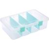 BTSKY Clear Plastic Dividing Storage Box with 4 Deep Compartments Adjustable Storage Bin with Lid Portable Craft Container Multipurpose Sewing Box Art Supply Organizer, 13.9×7.9×6.2 Inches, Green(13.3×8.1×3.4 Inches-Clear)