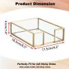 BTSKY Golden Glass Sticky Note Holder for 3×3 Inch Sticky Notes, Elegant Post It Note Dispenser with Non-Slip Pads Clear Notepad Holder for Desk Organization Planning, Home Office Decor(4”x6”)
