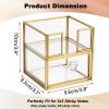 BTSKY Golden Glass Sticky Note Holder for 3×3 Inch Sticky Notes, Elegant Post It Note Dispenser with Non-Slip Pads Clear Notepad Holder for Desk Organization Planning, Home Office Decor(3.8″ x 3.7″)